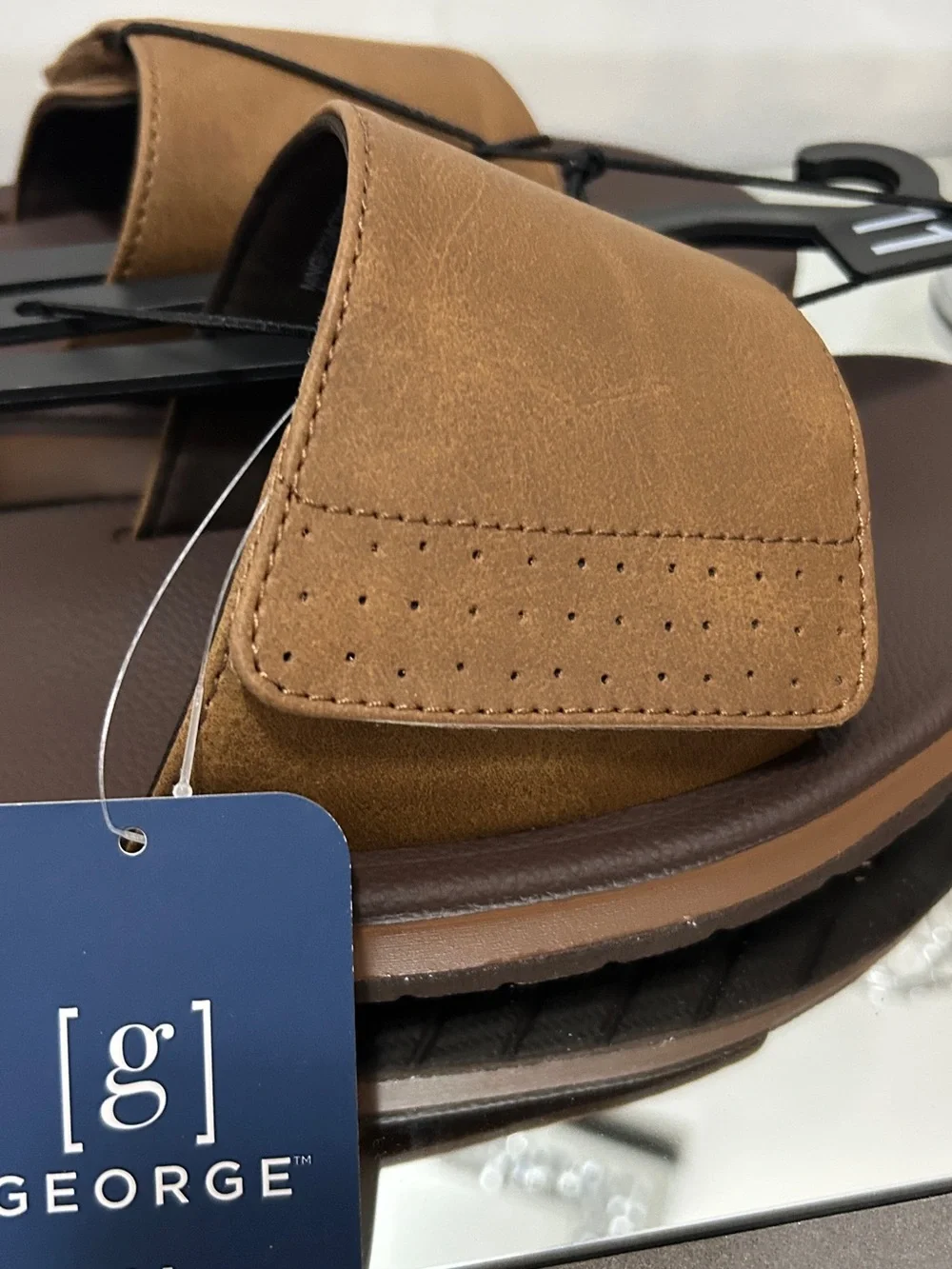 George Men’s Brown Comfort Footbed Slide Sandals Size 10 NWT Casual Summer